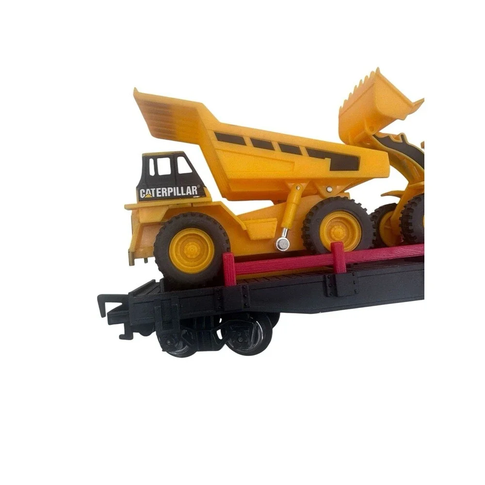 Toy State Train Carrier Dump Truck 2 CAT Caterpillar Dozer Construction Express